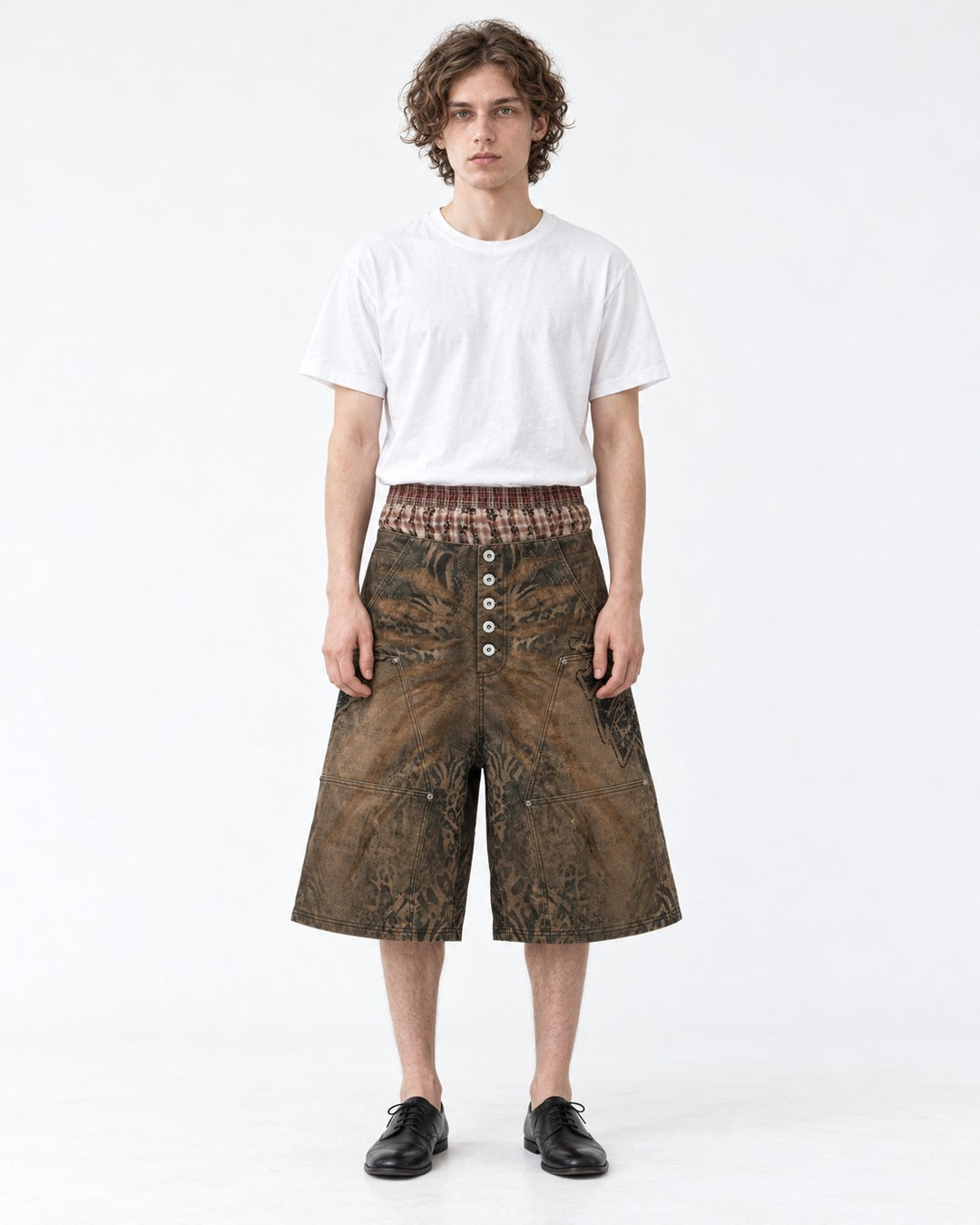 Faded Leopard Print Wide Shorts