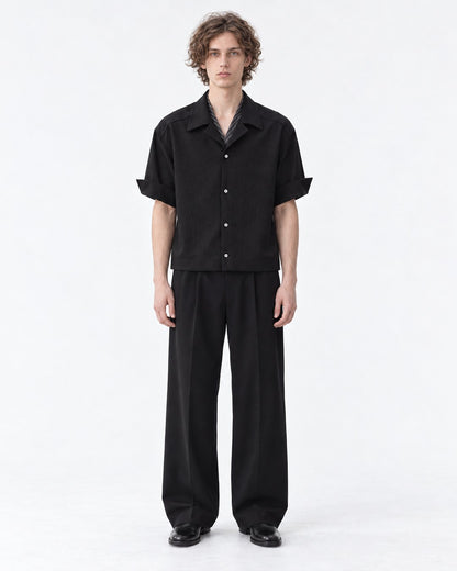 Layered-Collar Camp Shirt