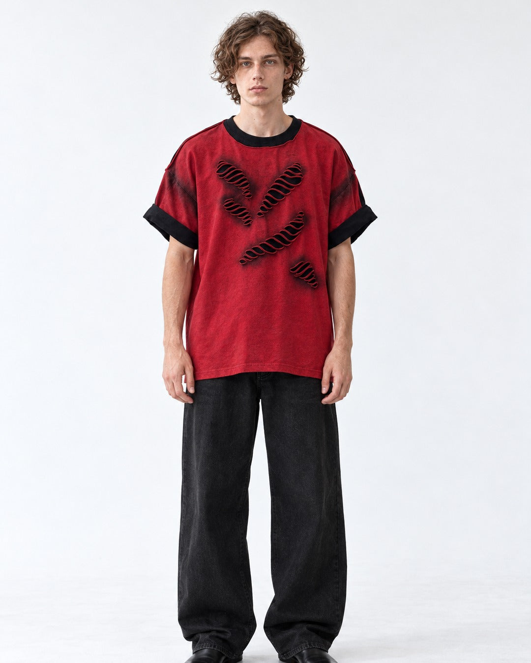 Slashed Colorblock Oversized Tee