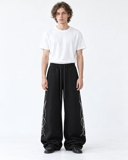 Pinstripe Line Art Wide Sweatpants