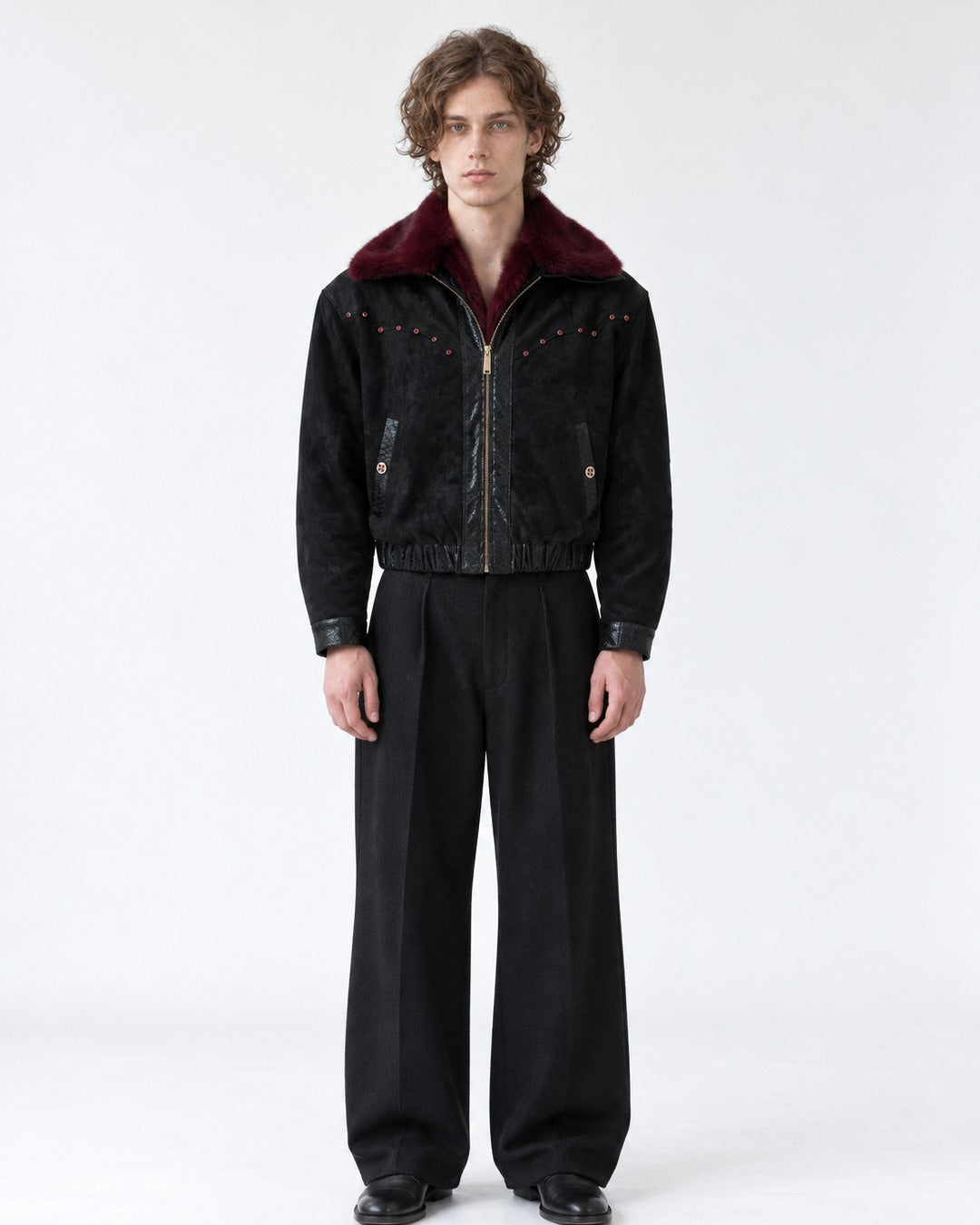 Fur Collar Embossed Jacket