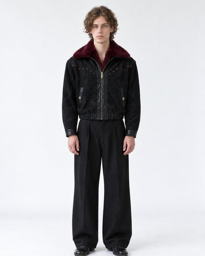 Fur Collar Embossed Jacket
