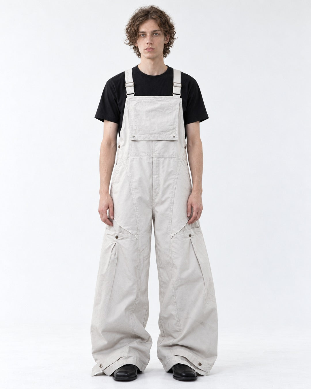 Wide-Leg Cargo Bib Pants