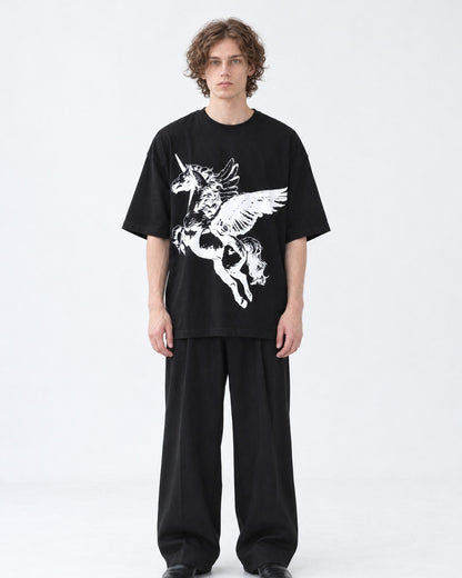 Winged Horse Print Oversized T-Shirt