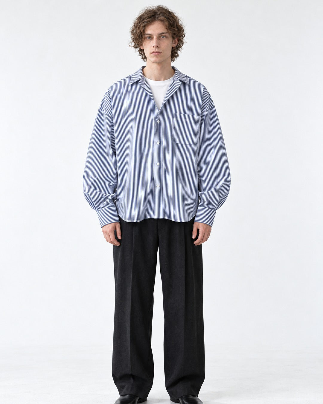 Striped Drop-Shoulder Oversized Shirt