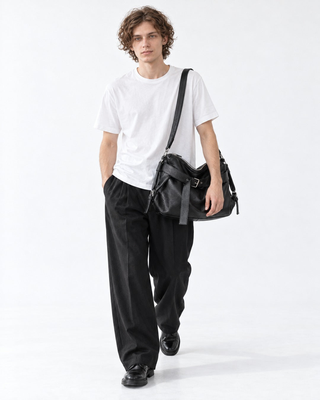 Strap-Wrapped Slouchy Hobo Bag