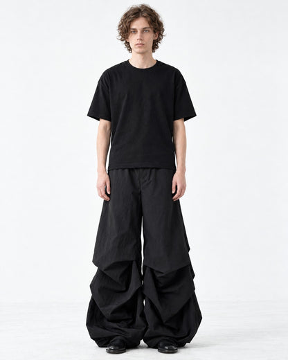 Gathered Wide-Leg Parachute Pants