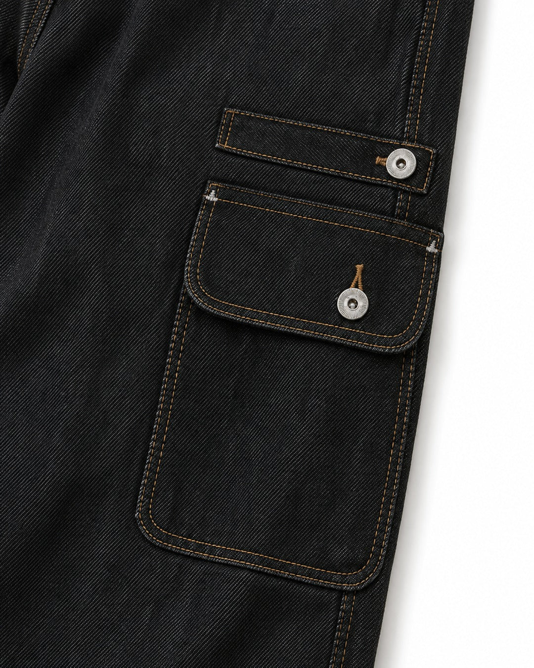 Contrast-Stitch Flap-Pocket Straight-Leg Jeans