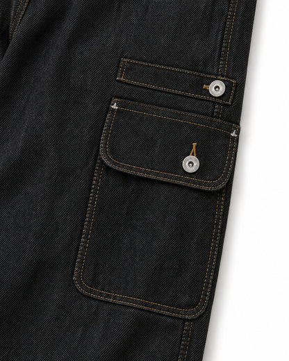 Contrast-Stitch Flap-Pocket Straight-Leg Jeans