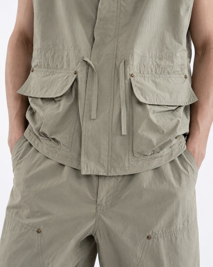 Hooded Zip Utility Vest and Pants Set