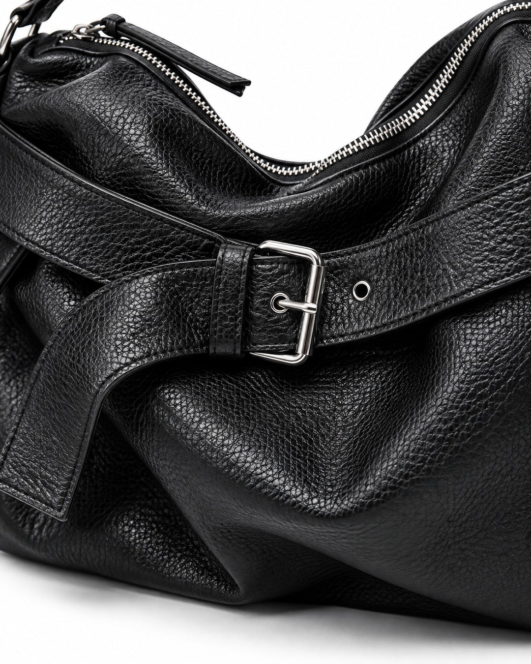 Strap-Wrapped Slouchy Hobo Bag