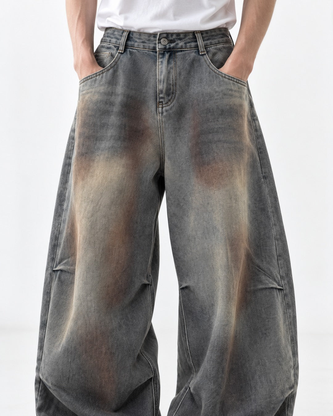 Rust Gradient Wide-Leg Denim Pants