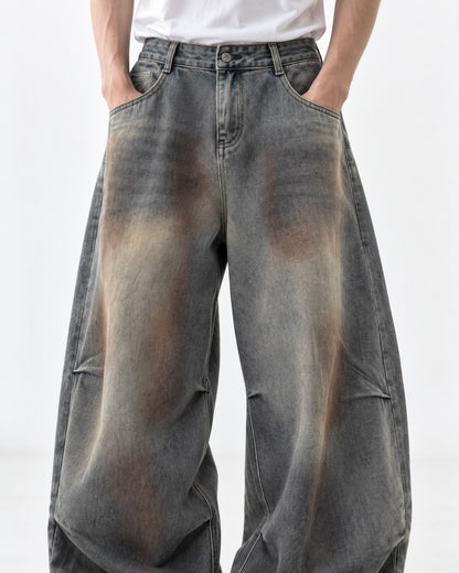 Rust Gradient Wide-Leg Denim Pants