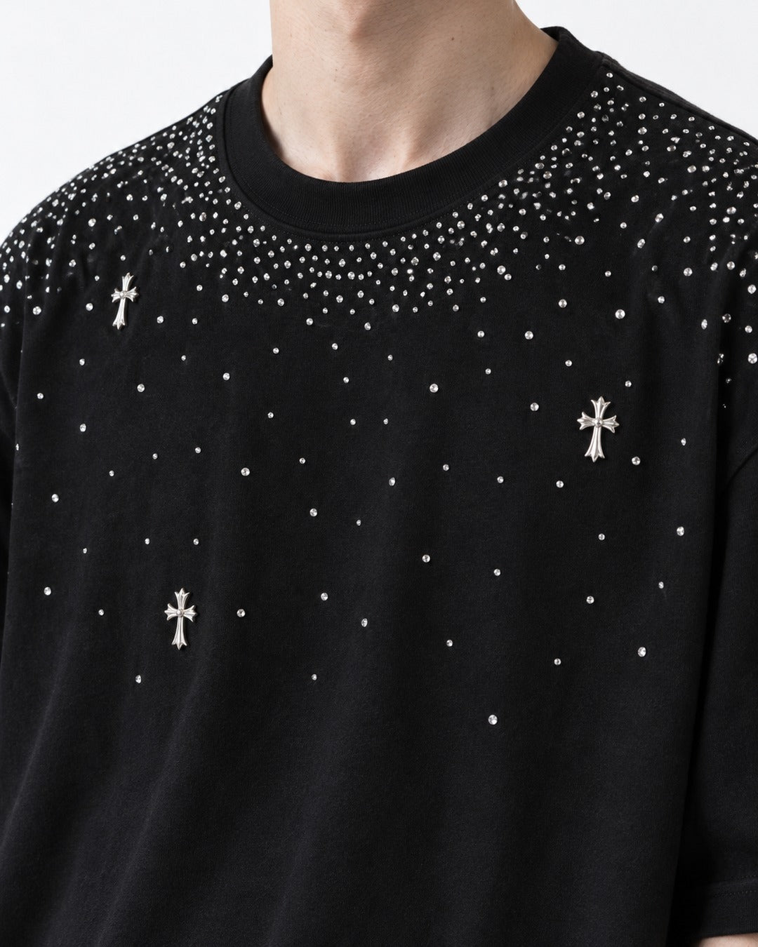 Scattered Rhinestone Cross T-Shirt