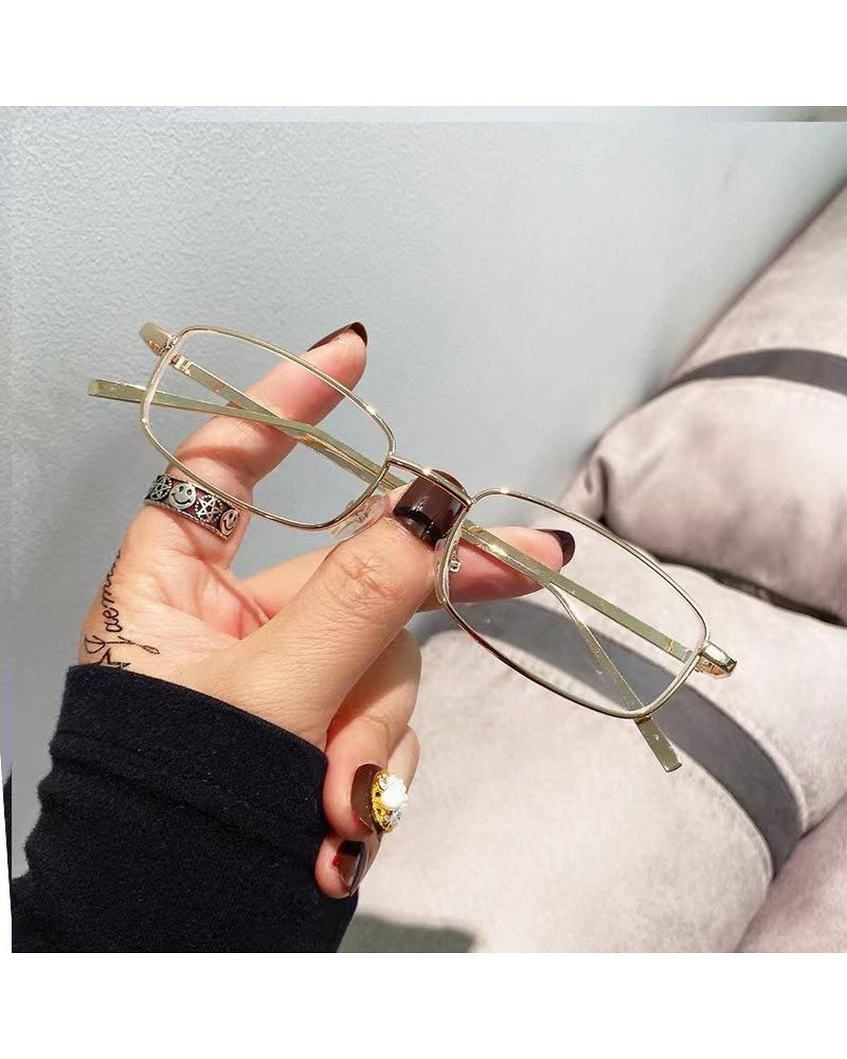 Small Rectangular Metal Frame Glasses