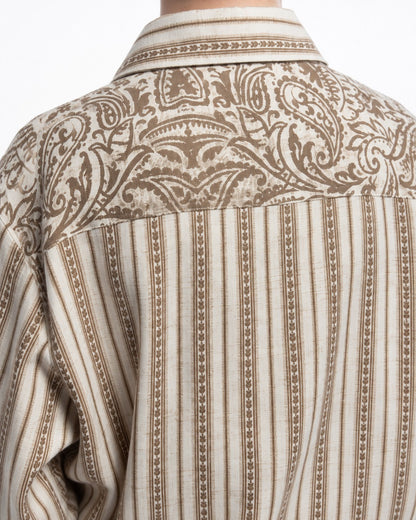 Embroidered Striped Button-Up Shirt