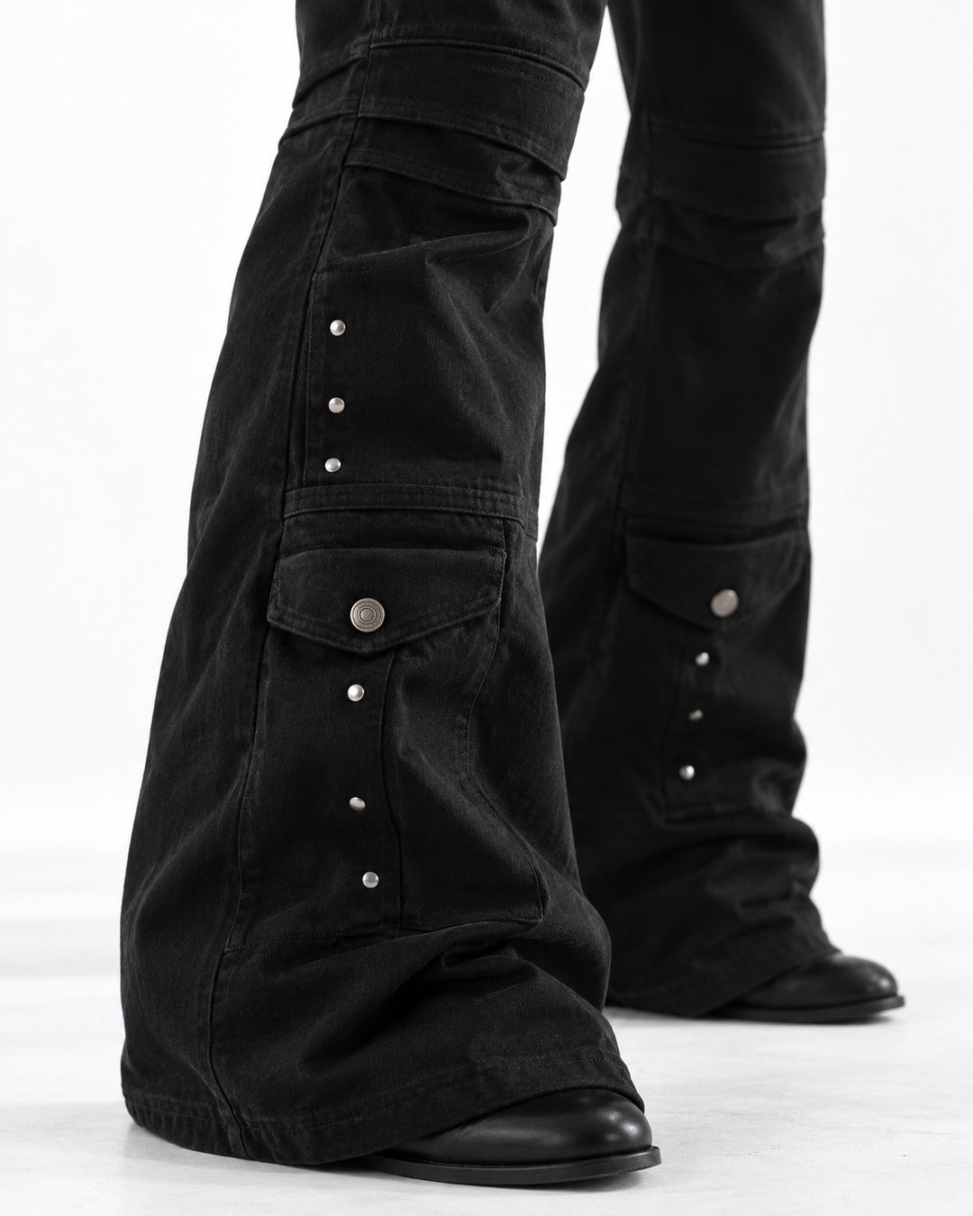 Studded Flap Pocket Flared Pants