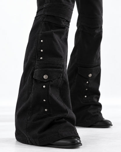 Studded Flap Pocket Flared Pants