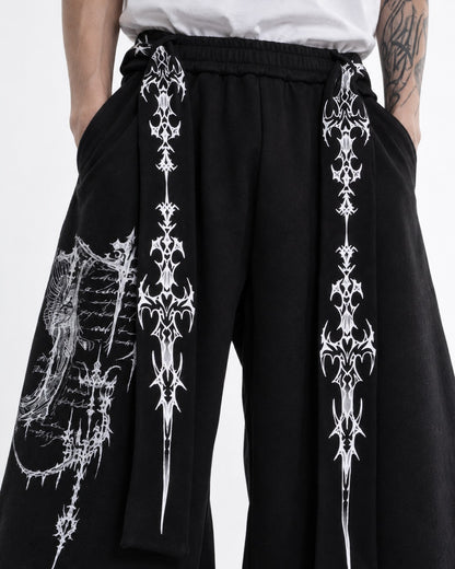 Thorn Print Lace-Up Sweatpants