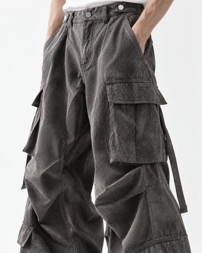 Layered Flap-Pocket Wide-Leg Cargo Pants