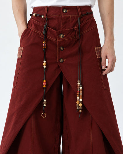 Wrap Front Wide-Leg Trousers