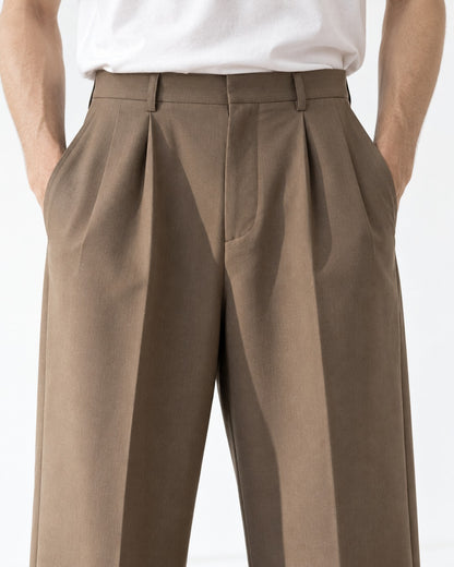 Pleated Front Wide Flare Trousers
