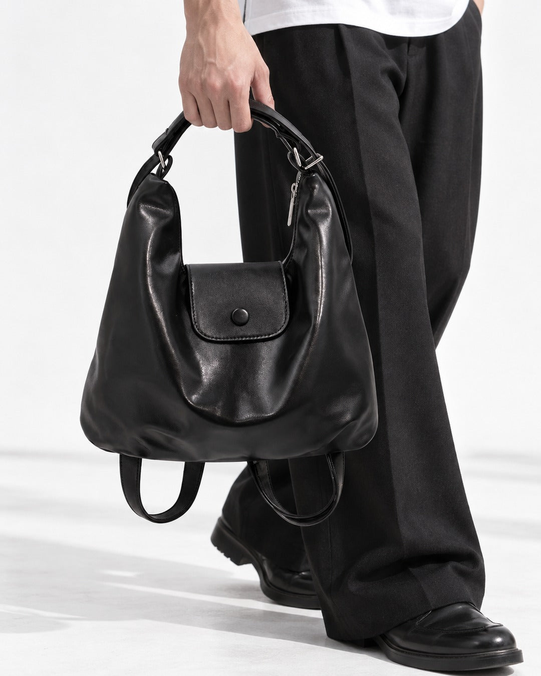 Soft Leather Hobo Backpack
