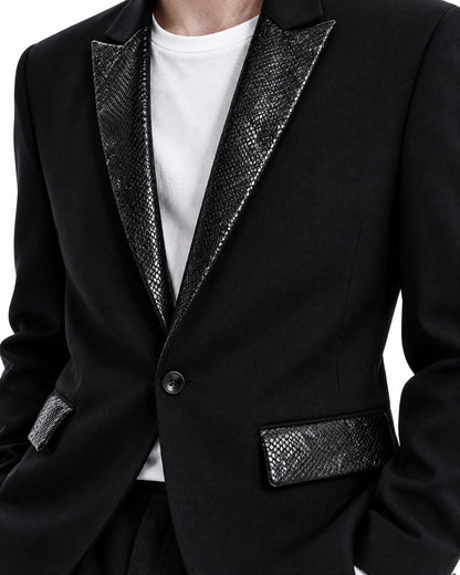 Snake Print Patchwork Suit Jacket