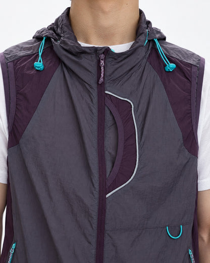Teal Drawcord Colorblock Hooded Vest