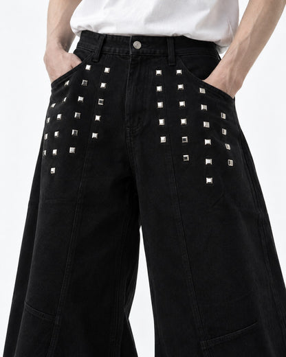 Studded Wide Leg Denim Pants