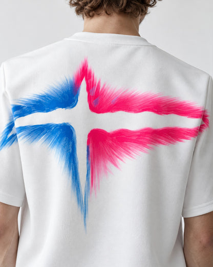 Spray-Painted Star Padded-Shoulder T-Shirt