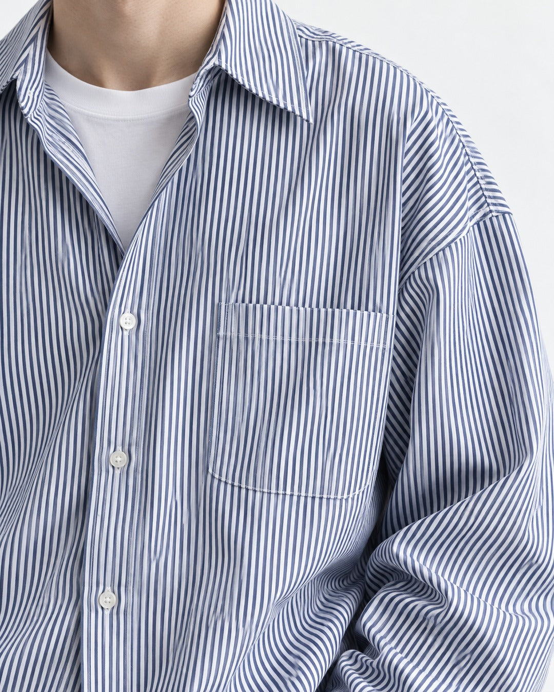 Striped Drop-Shoulder Oversized Shirt