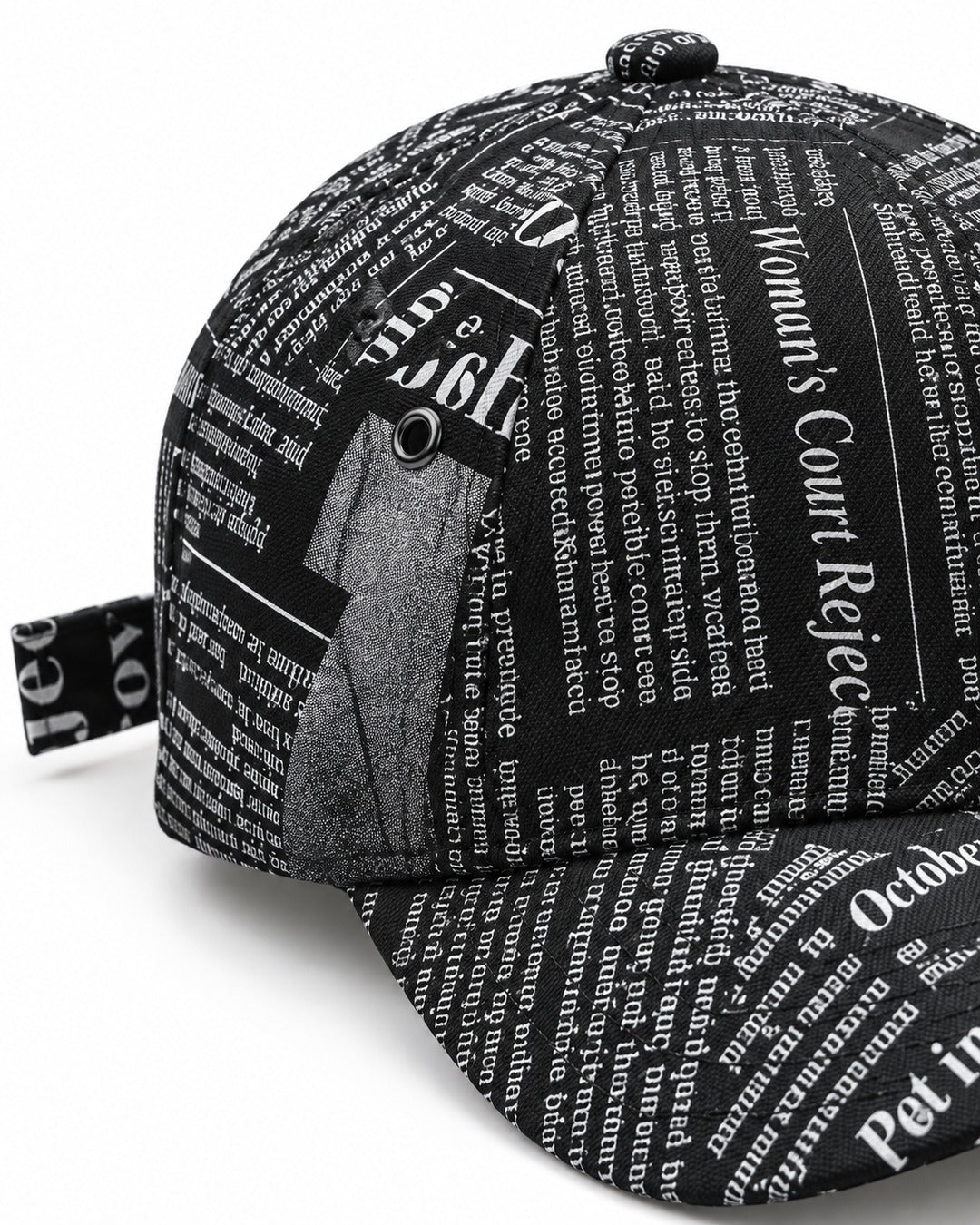 Newspaper Print Baseball Cap