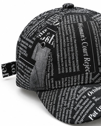 Newspaper Print Baseball Cap