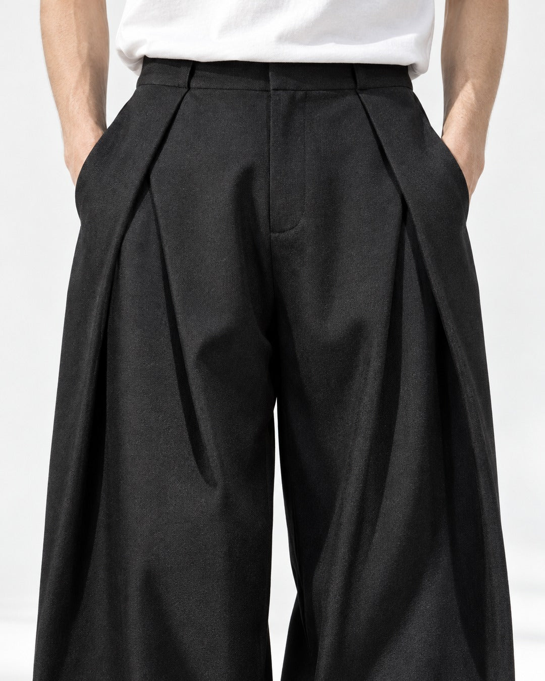 Deep-Pleat Wide Trousers