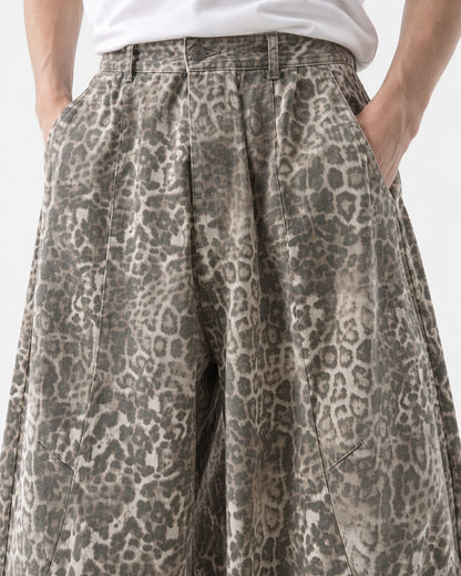 Washed Leopard Barrel Wide-Leg Pants