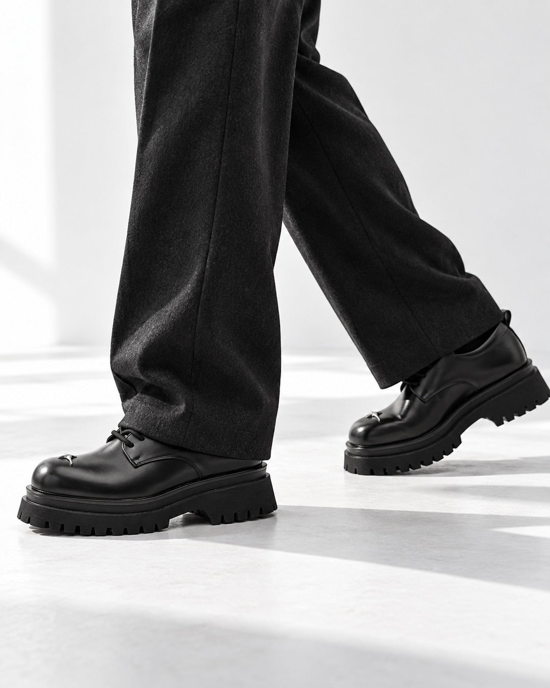 Chunky-Sole Derby Shoes with Star Plate