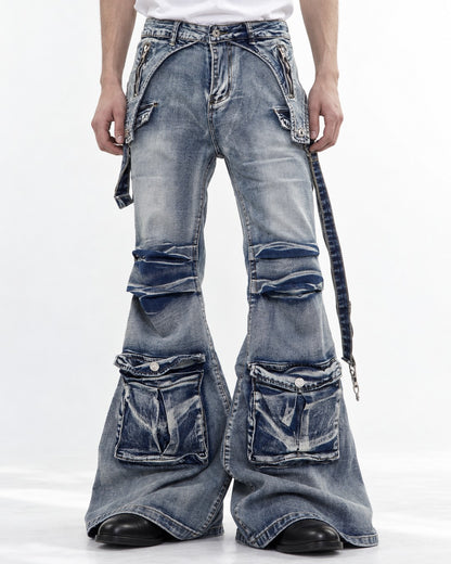 Punk Flared Denim Pants