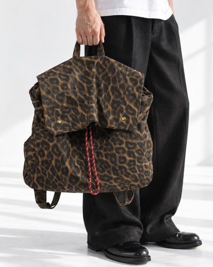 Leopard Print Flap Backpack