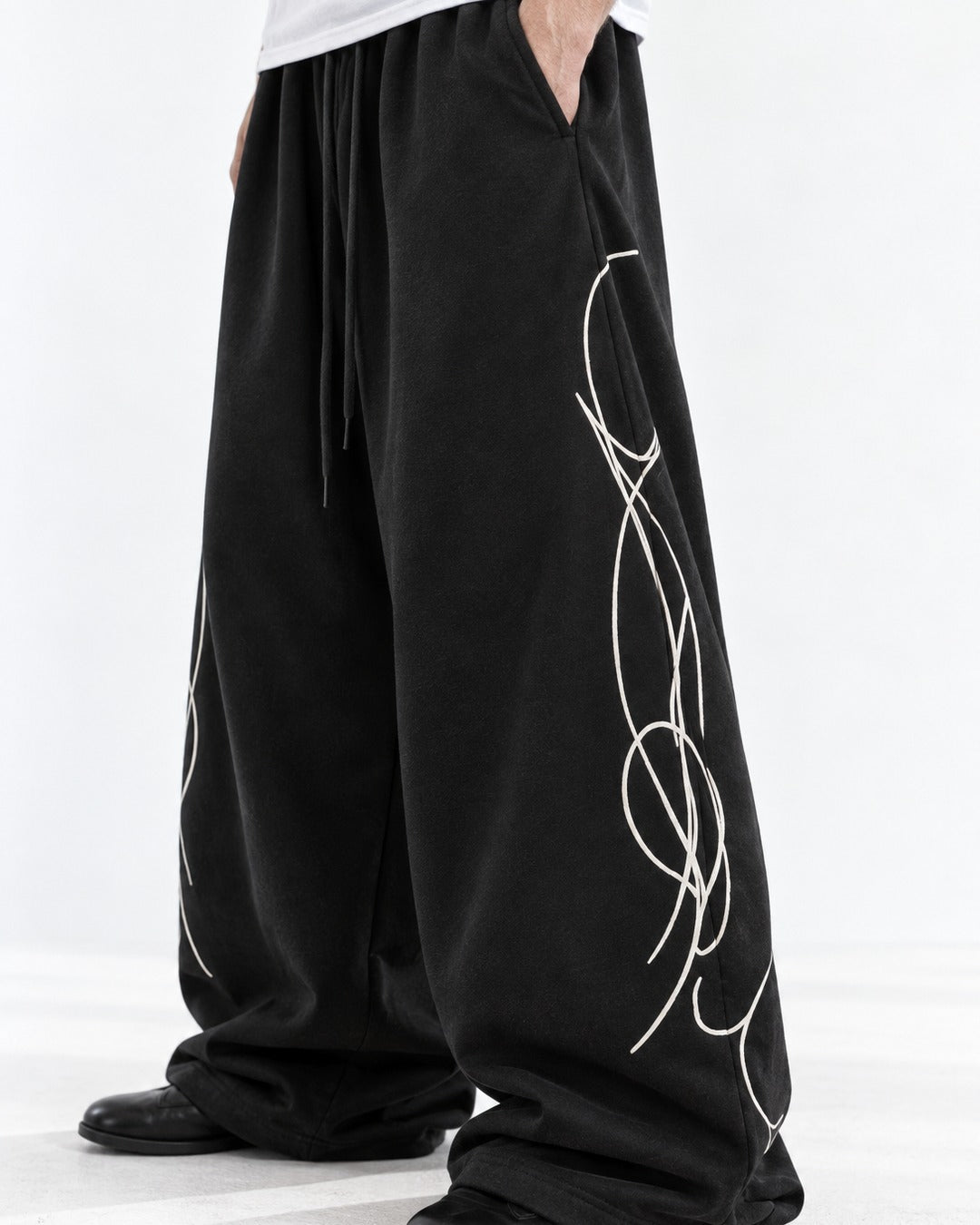 Pinstripe Line Art Wide Sweatpants