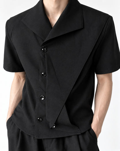 Asymmetric Overlay Short-Sleeve Shirt