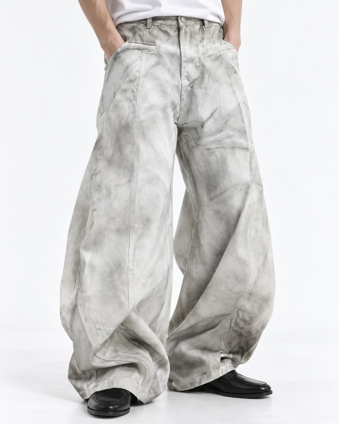 Mud Wash Twisted Seam Wide Jeans