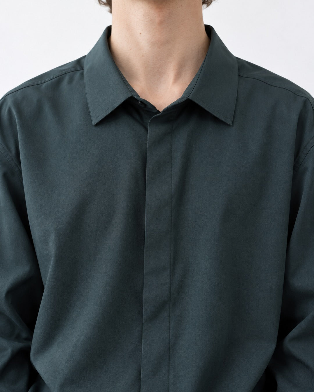 Hidden-Placket Relaxed Shirt