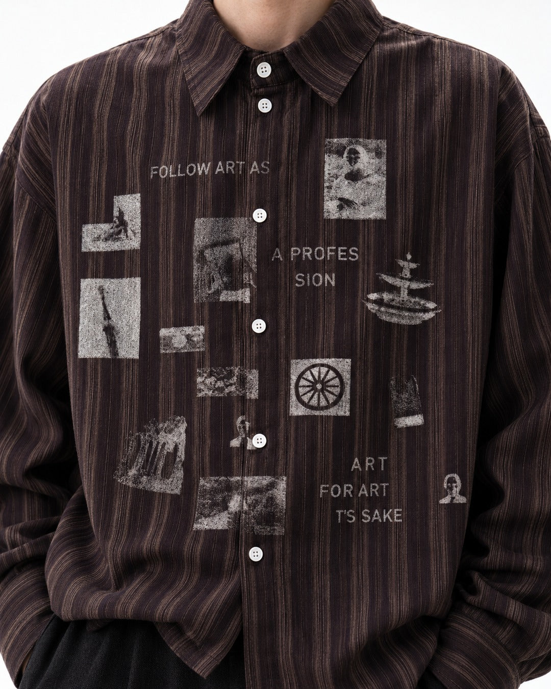 Striped Art-Collage Shirt