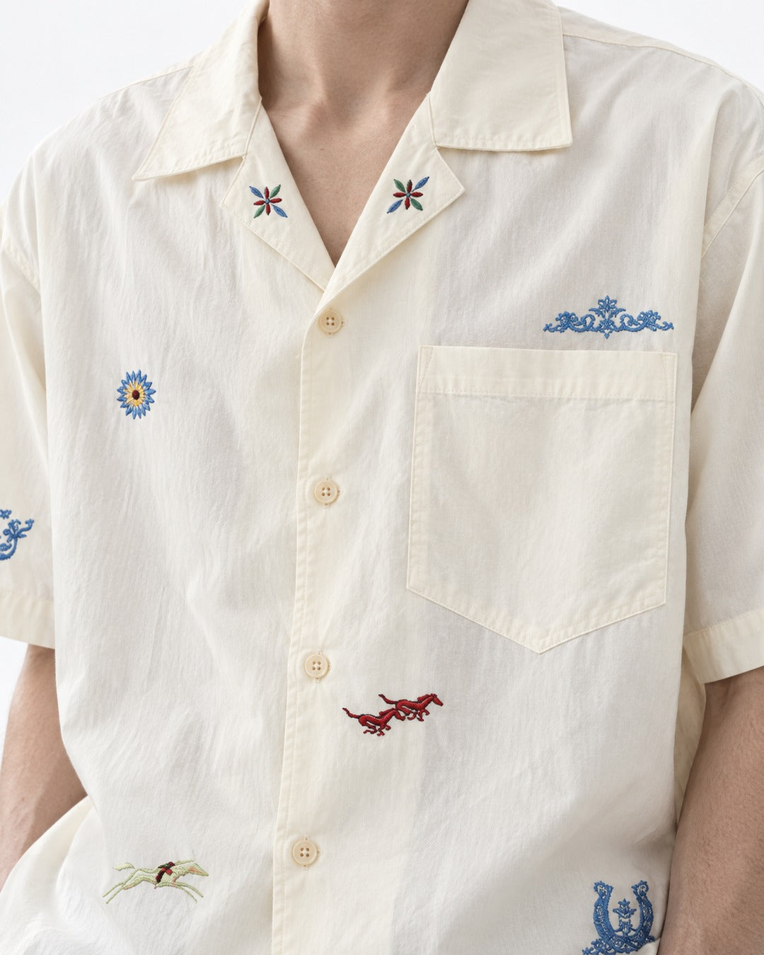 Camp Collar Embroidered Shirt