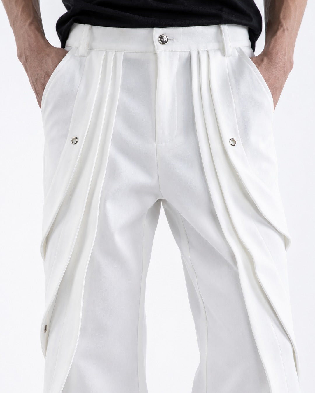 Layered Drape Panel Flared Pants