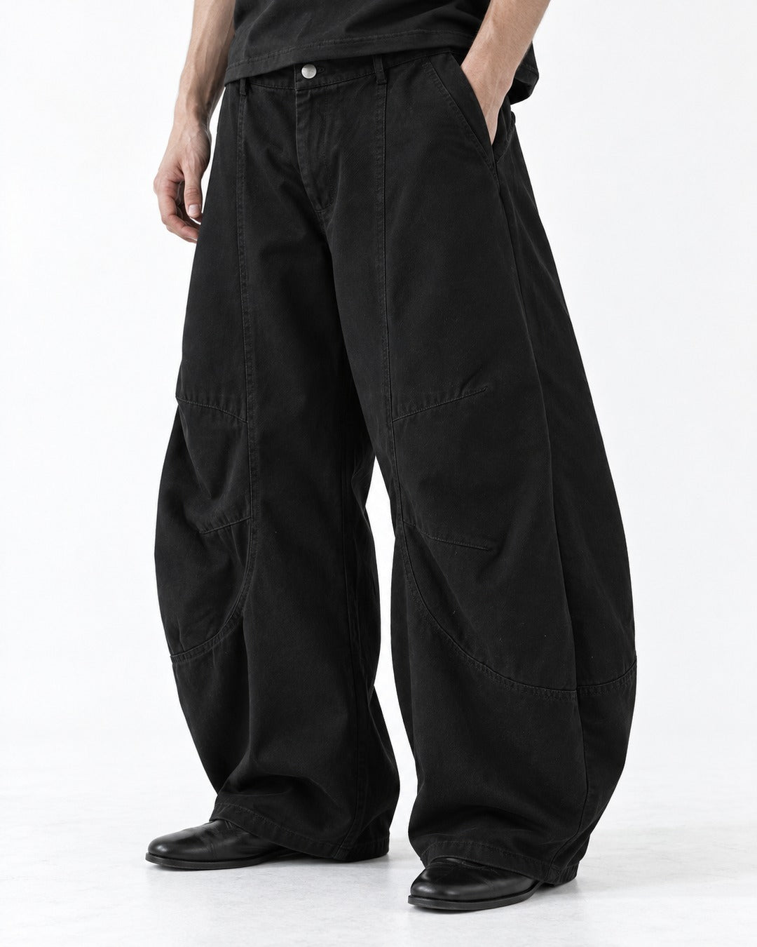 Barrel-Leg Panel Cargo Pants