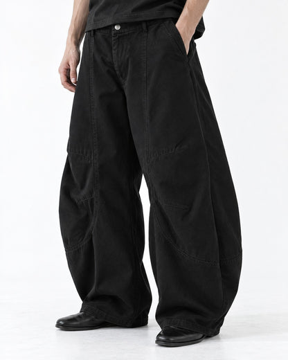 Barrel-Leg Panel Cargo Pants