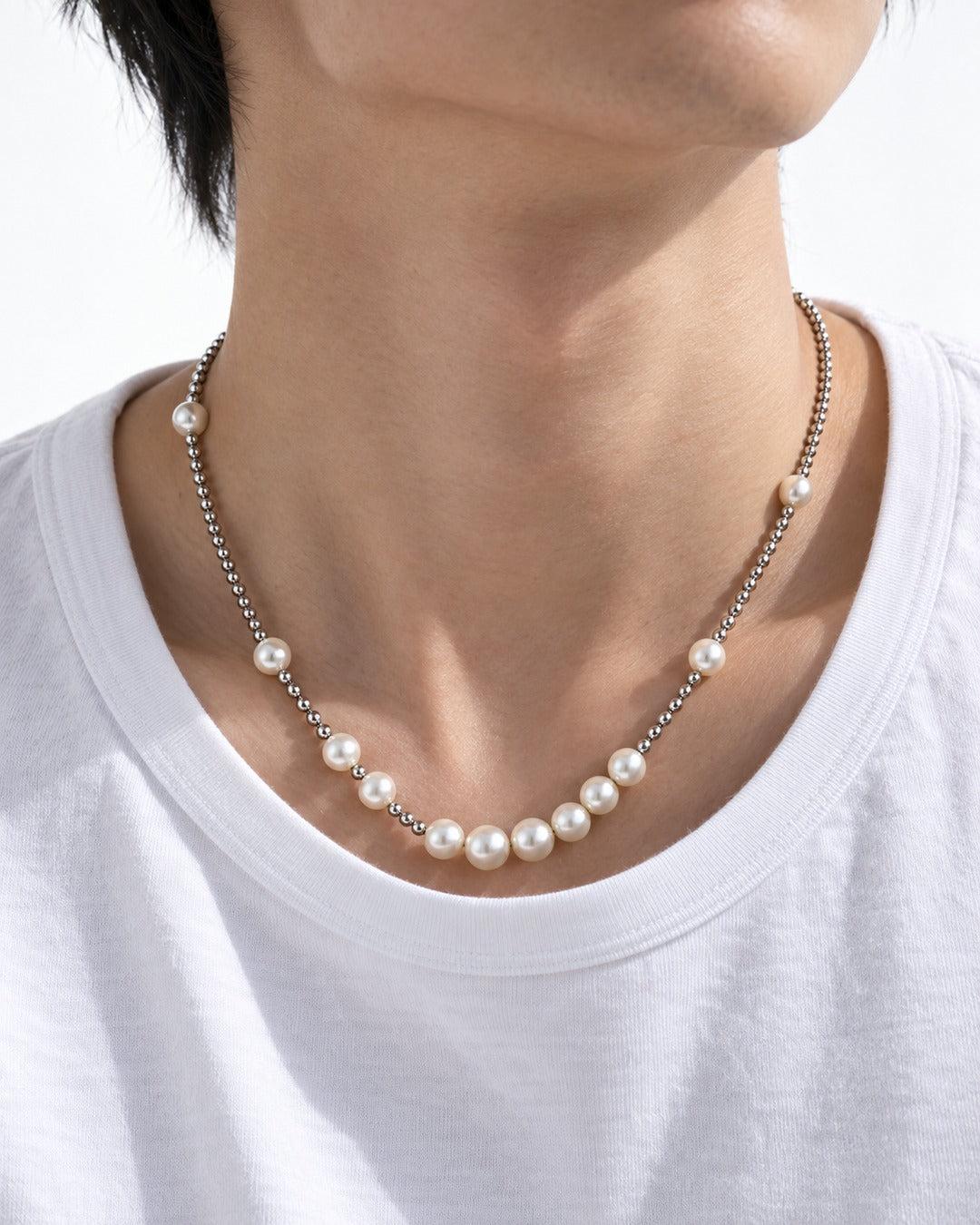 Shell Pearl Ball-Chain Necklace