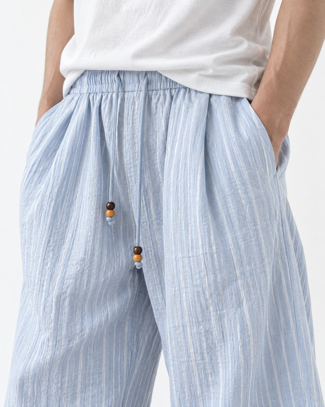 Striped Drawstring Wide Pants